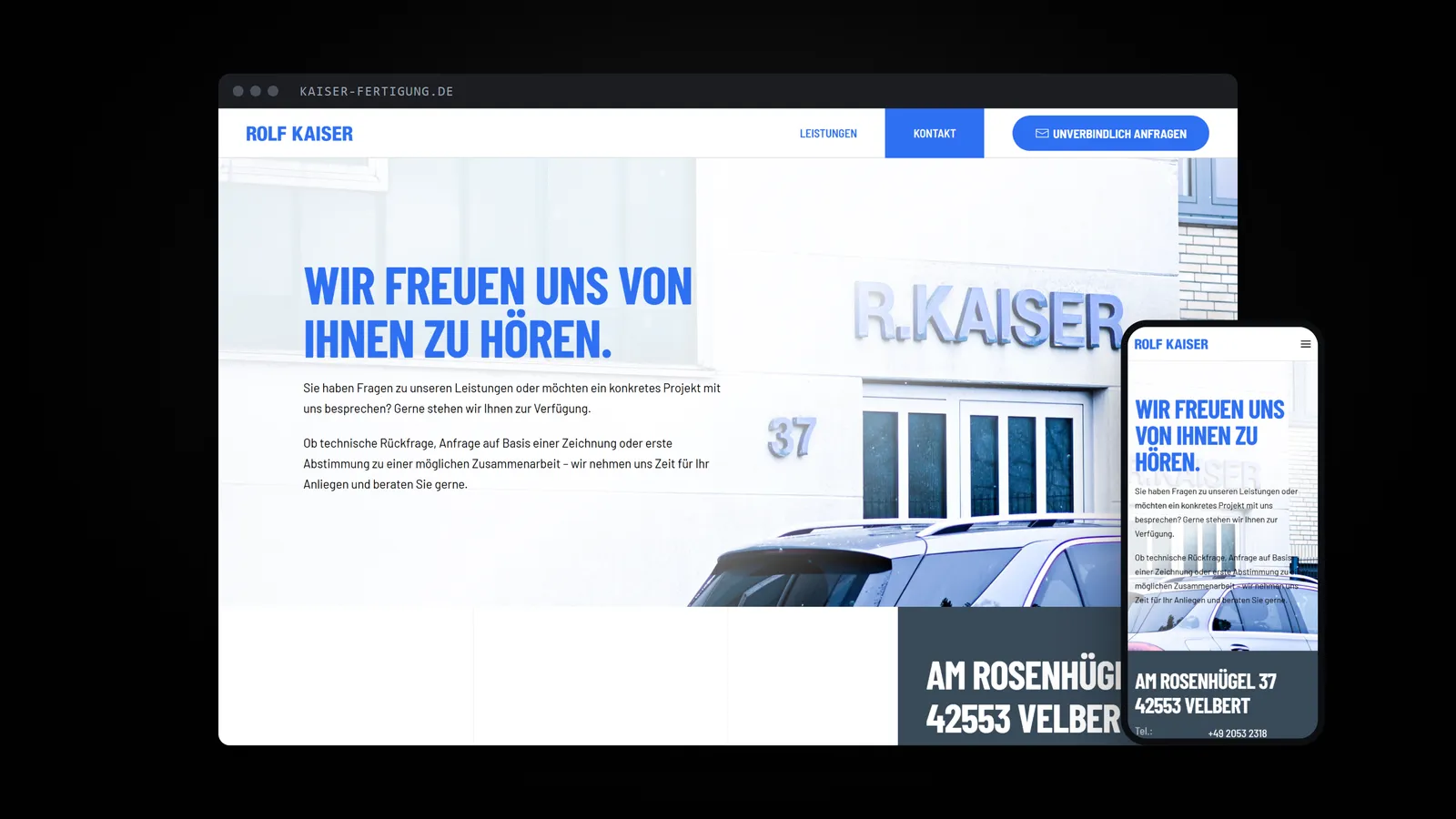 Rolf Kaiser Fertigung – Website im Browser