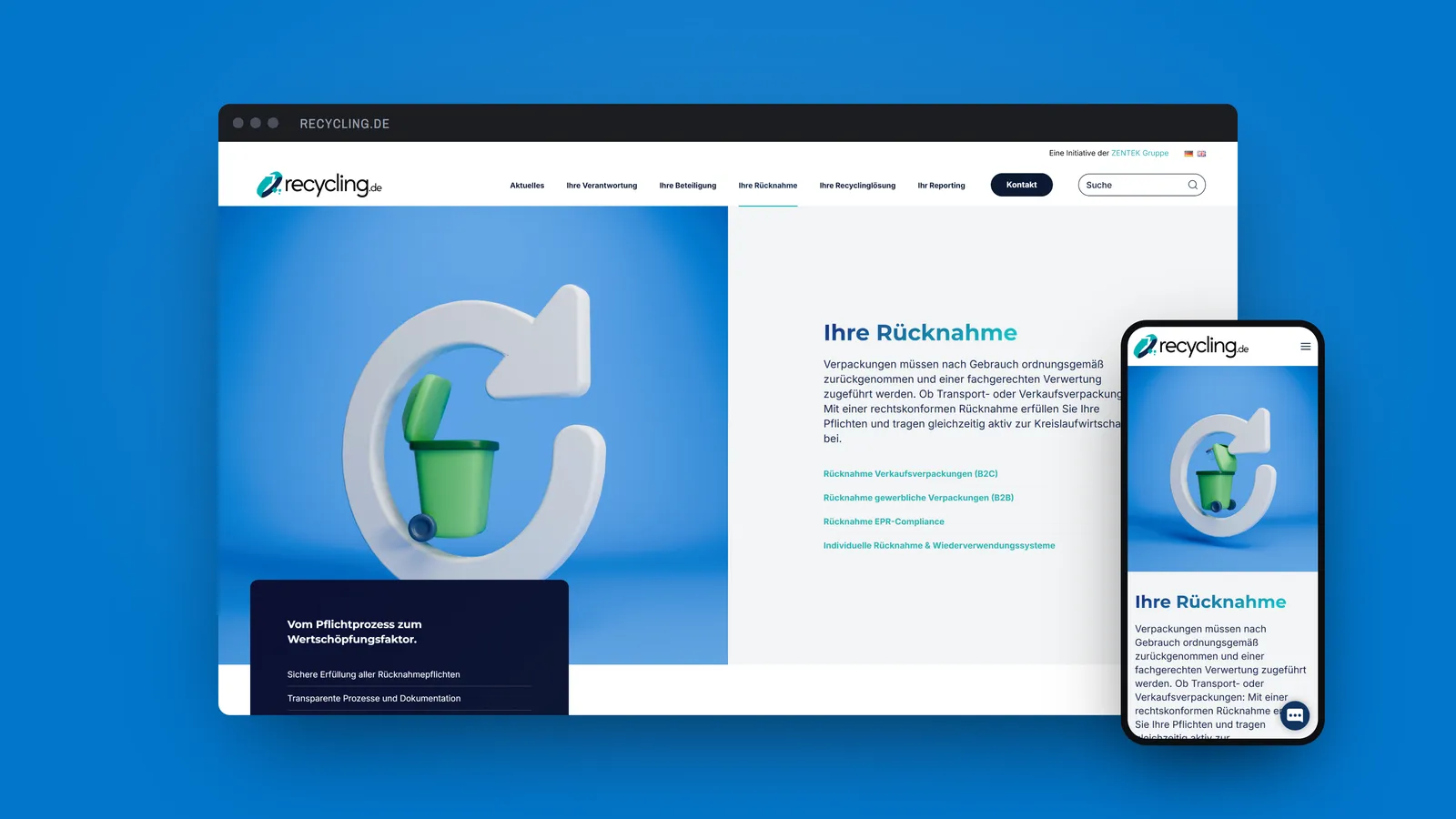 Recycling mit Mehrwert – Website im Browser